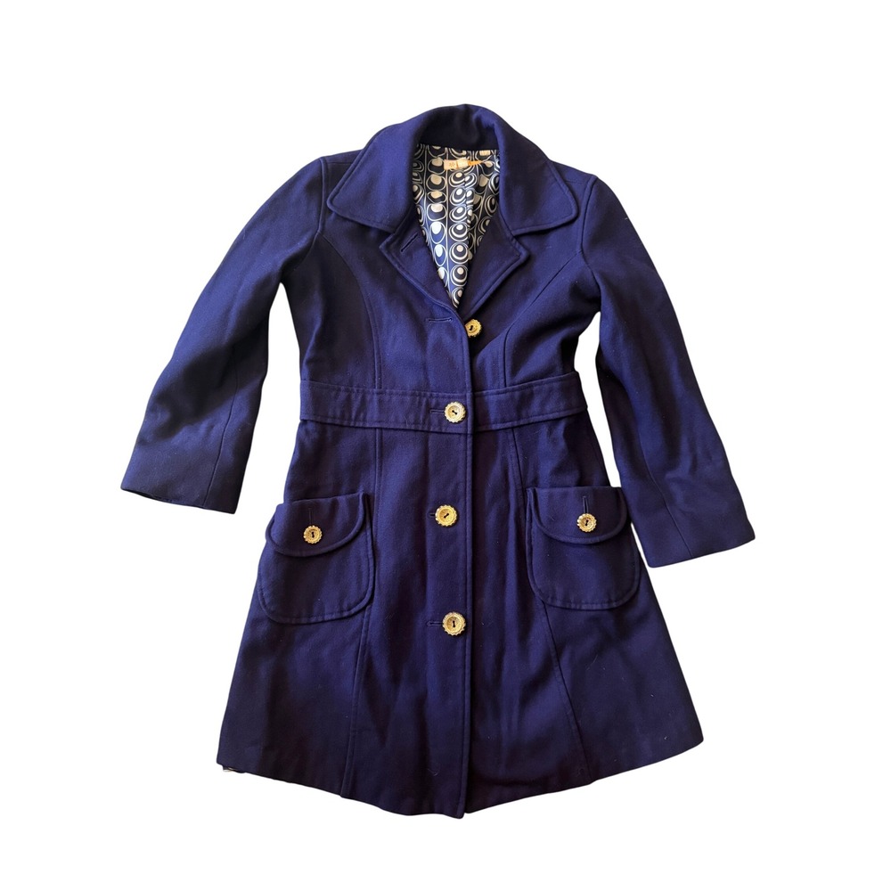 Tulle Womens Deep Purple Coat Jacket‎ Button Down Mid-Length Outerwear